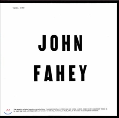 John Fahey — The Transfiguration Of Blind Joe Death Vol.1 앨범 커버