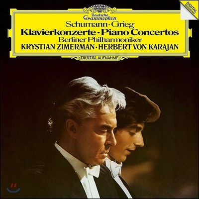 Berliner Philharmoniker,Krystian Zimerman,Herbert von Karajan,Robert Schumann,Edvard Grieg — Krystian Zimerman 슈만 / 그리그: 피아노 협주곡 - 카라얀, 지메르만 (Schumann / Grieg: Piano Concertos) 앨범 커버