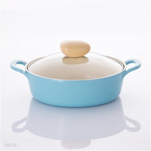 네오플램 레트로 전골냄비 22cm 민트 유리뚜껑