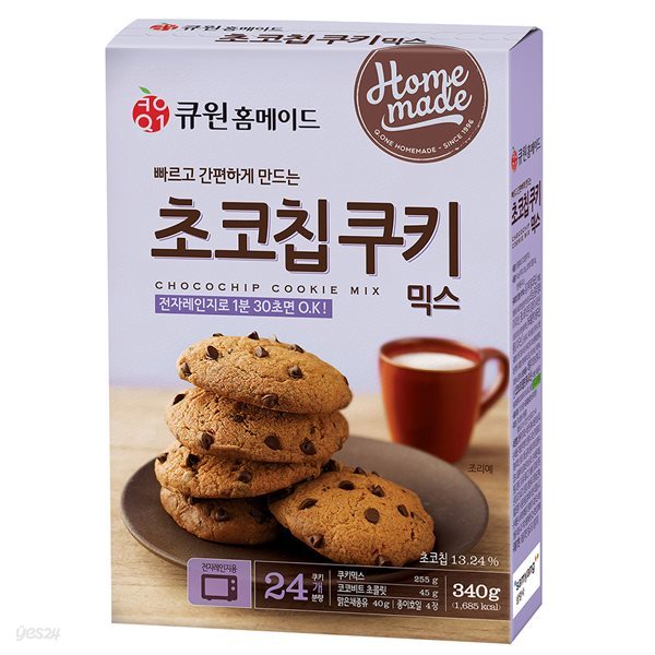 큐원 간편하게 만드는 초코칩쿠키믹스 340g 전자레인지용 _상온