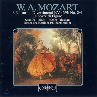 Christine Schafer,Dietrich Fischer-Dieskau,Gundula Hintz,Blaser der Berliner Philharmoniker,Karl Leister,Walt — Christine Schafer 모차르트: 6개의 노투르노, 디베르티멘토 '피가로의 결혼' (Mozart: 6 Notturni, Divertimenti Le Nozze di Figaro) 크리스틴 셰퍼, 피셔-디스카우, 베를린 필하모닉 관악 앙상블 앨범 커버