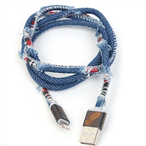 [ǰ] Plusus LifeStar Premium iPhone/iPad Cable Denim Checks 1m