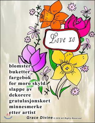 blomster buketter fargebok for moro skyld slappe av dekorere gratulasjonskort minnesmerke etter artist Grace Divine