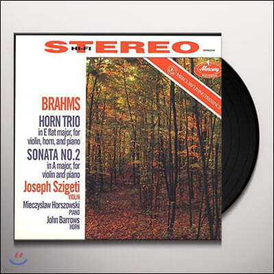 Joseph Szigeti, Horszowski, J Barrows — Joseph Szigeti 브람스: 바이올린, 혼, 피아노를 위한 트리오 Op. 40, 소나타 2번 앨범 커버