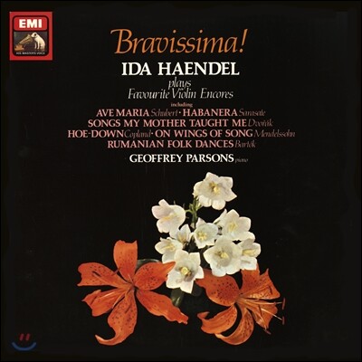Geoffrey Parsons,Bela Bartok,Franz Schubert,Pablo De Sarasate,Maurice Ravel,Nicolo Paganini,Ida Haendel — Ida Haendel 브라비시마! - 이다 헨델이 연주하는 바이올린 유명 앙코르 (Bravissima! Playes Favourite Violin Encores) 앨범 커버
