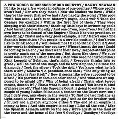 Randy Newman — Few Words In Defense Of Our Country 앨범 커버