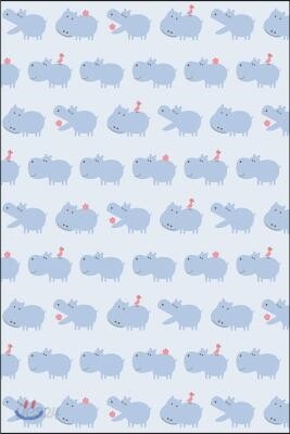 Sketch Journal: Baby Hippos (Light Blue) 6x9 - Pages Are Lined on the Bottom Third with Blank Space on Top
