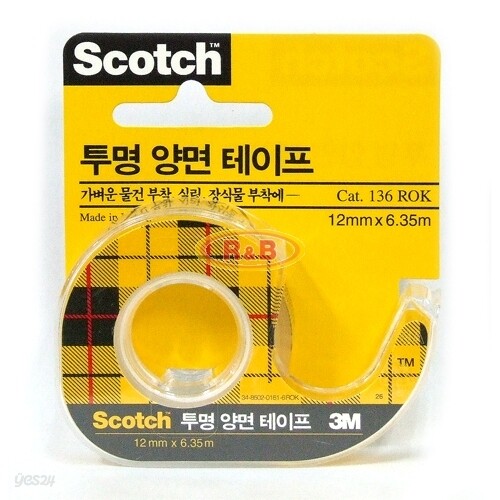 [알앤비]3M 쓰리엠 투명 양면테이프 12mmX6.35m/사무용품