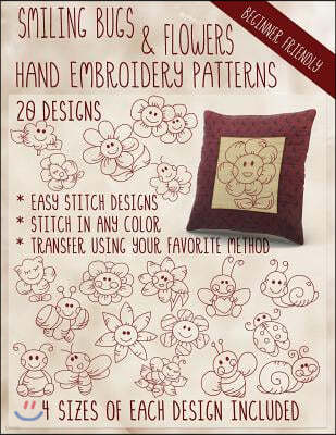 Smiling Bugs and Flowers Hand Embroidery Patterns