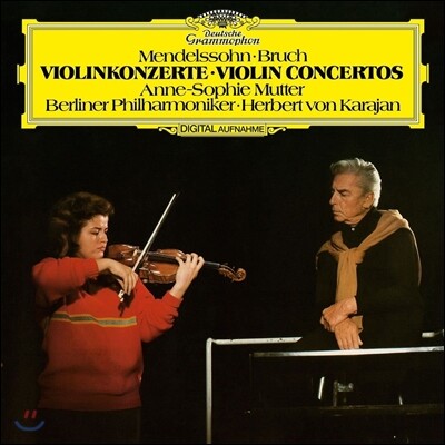 Anne-Sophie Mutter,Berliner Philharmoniker,Herbert von Karajan,Max Bruch,Felix Mendelssohn — Anne-Sophie Mutter 멘델스존 / 브루흐: 바이올린 협주곡 (Mendelssohn / Bruch: Violin Concerto) 안네 소피 무터, 카라얀 앨범 커버