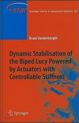 Dynamic Stabilisation of the Biped Lucy Powered by Actuators with Controllable Stiffness