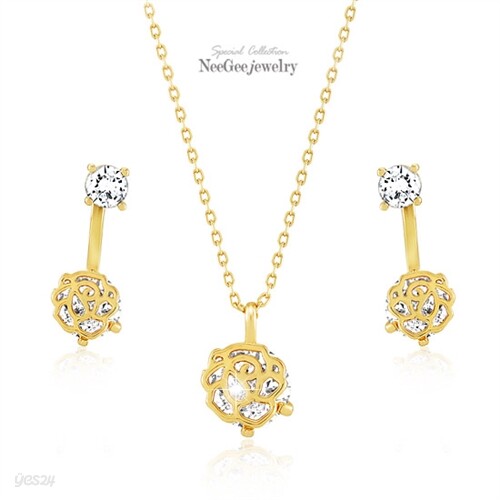 [NeeGee] 14K Gold-Pin 큐빅인더 로즈 2종세트