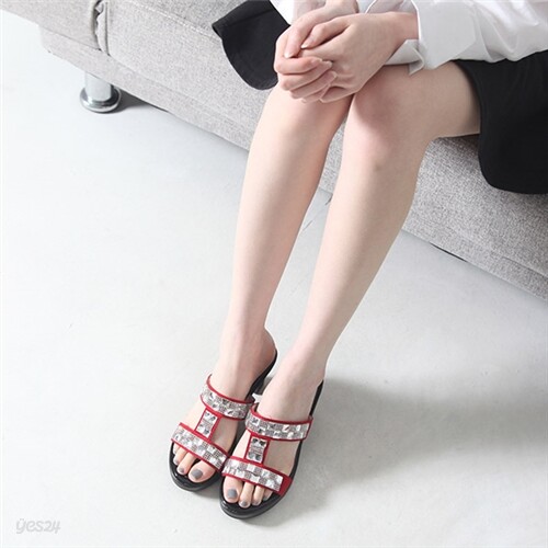 큐빅 쥬얼리코디 패션 여성슬리퍼힐