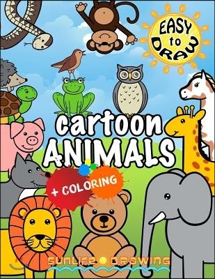 EASY to DRAW Cartoon Animals: Draw & Color 26 Cute Animals