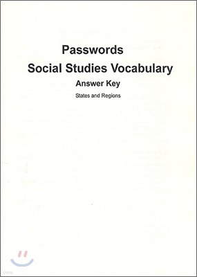 Passwords Social Studies Vocabulary States and Regions : Answer Key