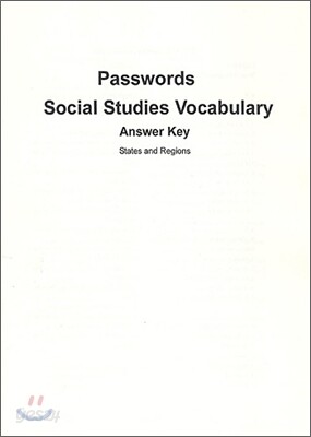 Passwords Social Studies Vocabulary States and Regions : Answer Key