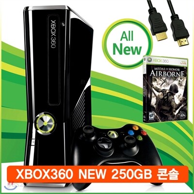 [XB360]XBOX360 250GB 콘솔 + HDMI케이블 + 메달오브에어본