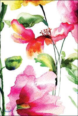 Journal Your Life's Story: Pink and Yellow Watercolor Flowers Journal, Lined Journal, Diary Notebook 6 x 9, 150 Pages