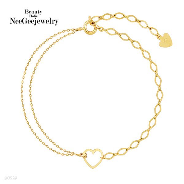 [NeeGee] 14K GOLD 언밸 하트 팔찌