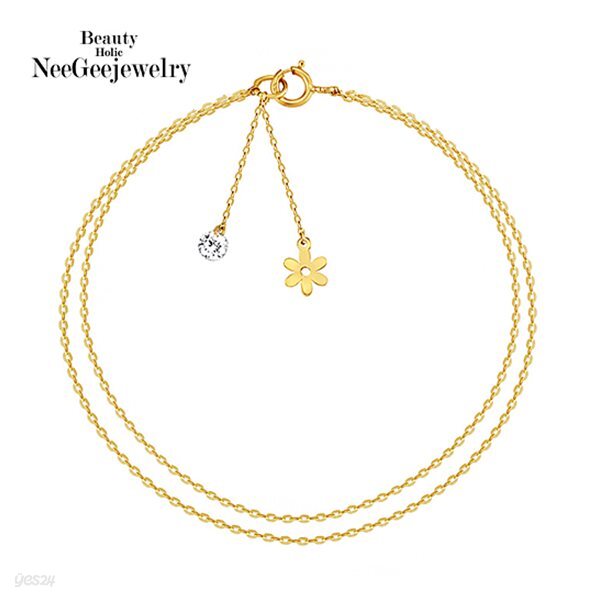 [NeeGee] 14K GOLD 레인 두줄 드롭 팔찌