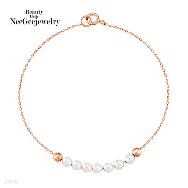 [NeeGee] 14K PINK GOLD 라인 진주 볼 팔찌