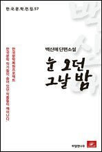 백신애 단편소설 눈 오던 그날 밤 - 한국문학전집 57