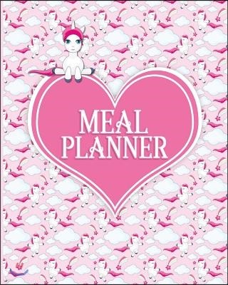 Meal Planner: Meal Planning Prep Book & Menu Calendar - Cute Unicorns Cover