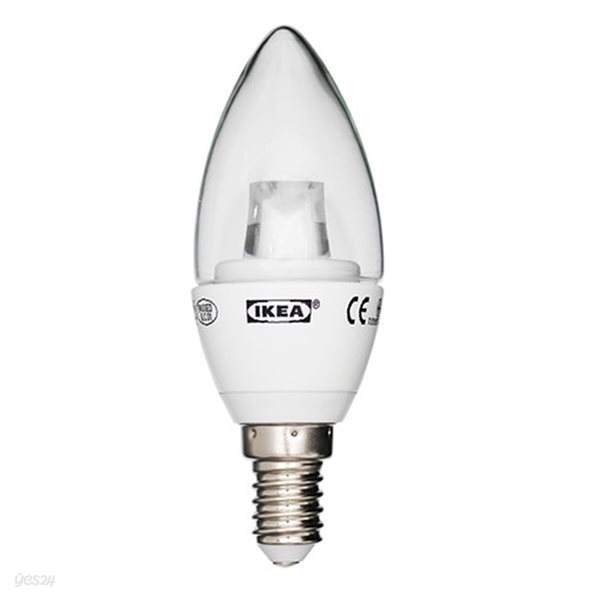 이케아 LEDARE LED전구 E14 200루멘(샹들리에 투명)