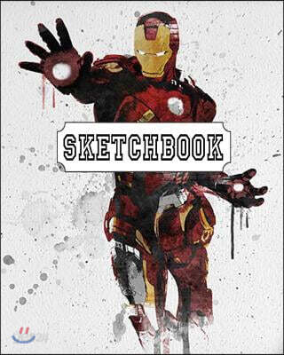 Sketchbook: Watercolor Iron man: 120 Pages of 8" x 10" Blank Paper for Drawing, Doodling or Sketching (Sketchbooks)
