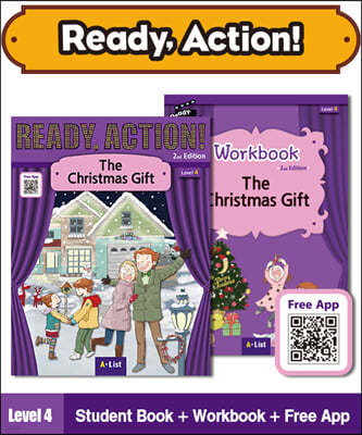 Ready Action Level 4 : The Christmas Gift (Student Book with App QR, Work Book)