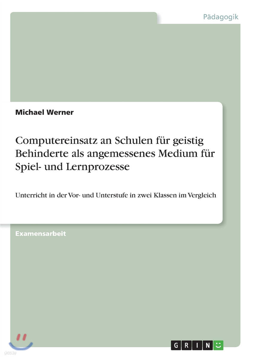 Computereinsatz an Schulen F?r Geistig Behinderte ALS Angemessenes Medium F?r Spiel- Und Lernprozesse