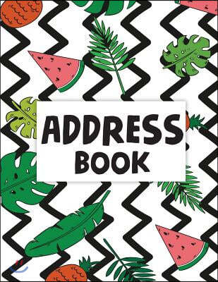 Address Book: Email Address Book And Contact Book(Green Floral Frame Design) - Alphabetical 8.5x11 For Record Contact, Birthday, Ema