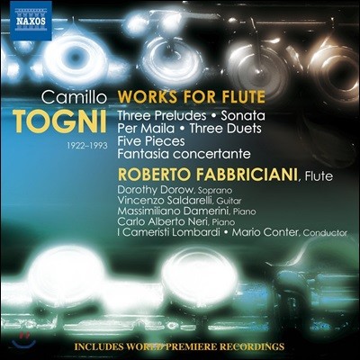 Roberto Fabbriciani 카밀로 토니: 플루트 작품집 - 전주곡, 소나타, 이중주 외 (Camillo Togni: Works for Flute - 3 Preludes, Sonata, Duets, Per Maila) 로베르토 파브리치아니
