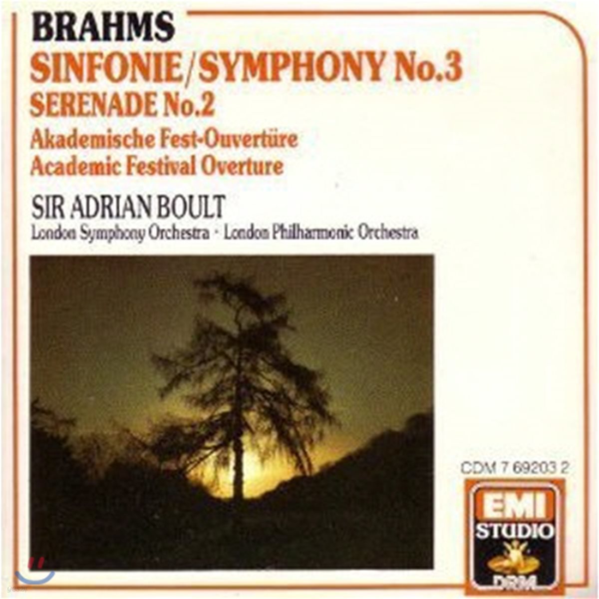 [중고] Adrian Boult / Brahms : Symphony 3 (수입/cdm7692032)