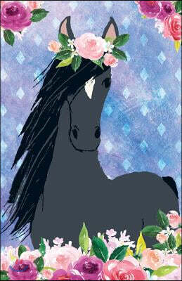 Bullet Journal for Horse Lovers Black Beauty in Flowers: 162 Numbered Pages with 150 Dot Grid Pages, 6 Index Pages and 2 Key Pages in Easy to Carry 5.