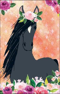 Bullet Journal for Horse Lovers Black Beauty in Flowers: 162 Numbered Pages with 150 Dot Grid Pages, 6 Index Pages and 2 Key Pages in Easy to Carry 5.