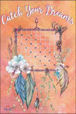 Journal Notebook Catch Your Dreams Watercolor Dreamcatcher #2: 110 Page Plain Blank Journal For Drawing, Writing, Doodling In Portable 6 x 9 Size