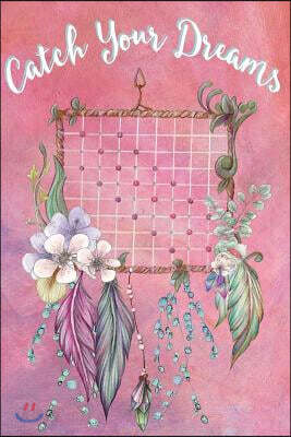 Journal Notebook Catch Your Dreams Watercolor Dreamcatcher #3: 110 Page Plain Blank Journal For Drawing, Writing, Doodling In Portable 6 x 9 Size