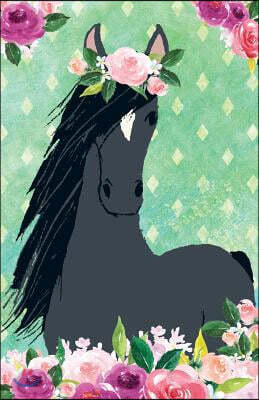 Bullet Journal for Horse Lovers Black Beauty in Flowers: 162 Numbered Pages with 150 Dot Grid Pages, 6 Index Pages and 2 Key Pages in Easy to Carry 5.