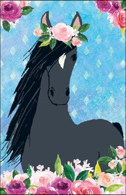 Bullet Journal for Horse Lovers Black Beauty in Flowers: 162 Numbered Pages with 150 Dot Grid Pages, 6 Index Pages and 2 Key Pages in Easy to Carry 5.