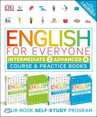 English for Everyone: Intermediate and Advanced Box Set: Course and Practice Books--Four-Book Self-Study Program