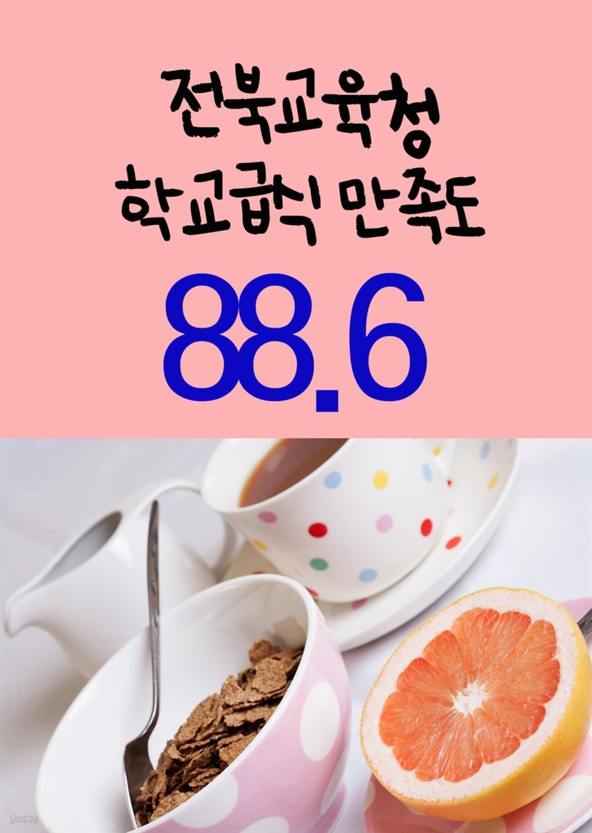 전북교육청, 학교급식 만족도 88.6