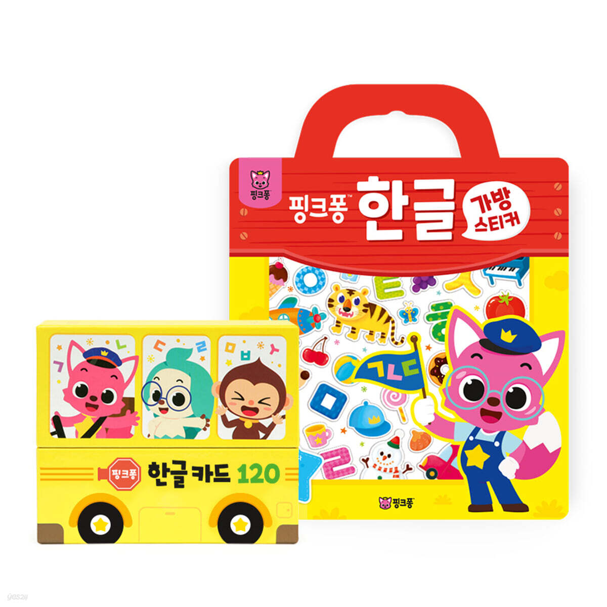 핑크퐁 한글 스티커 + 한글카드 120 세트