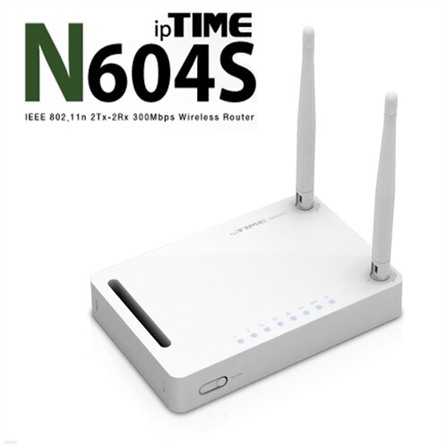 ipTIME 유무선공유기 N604S (4포트 / 무선 300Mbps / 4dBi 안테나2개 / 크래들 / 11N / VPN / WPS / LED)