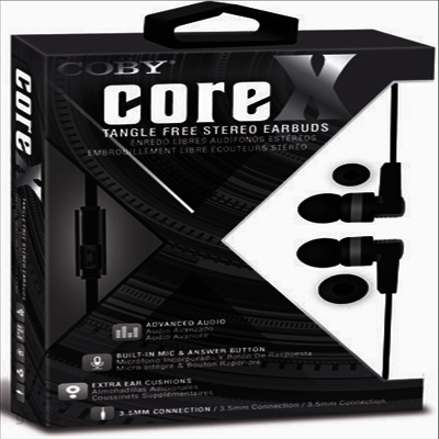 Coby - Coby Cve-142-Blk Core X Tangle Free Plastic Earbud