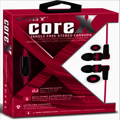 Coby - Coby Cve-142-Pnk Core X Tangle Free Plastic Earbud