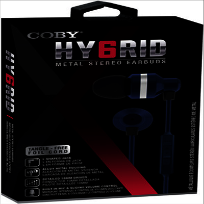 Coby - Coby Cvpe-05-Blu Hy6rid Metal Tangle Free Earbuds