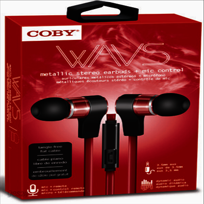 Coby - Coby Cve-130-Red Wavs Metal Tangle Free Earbuds W/
