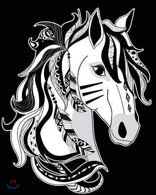 Bullet Journal Notebook for Horse Lovers Zentangly Horse Head: 172 Numbered Pages with 160 Dot Grid Pages, 6 Index Pages and 2 Key Pages in Large 8 X