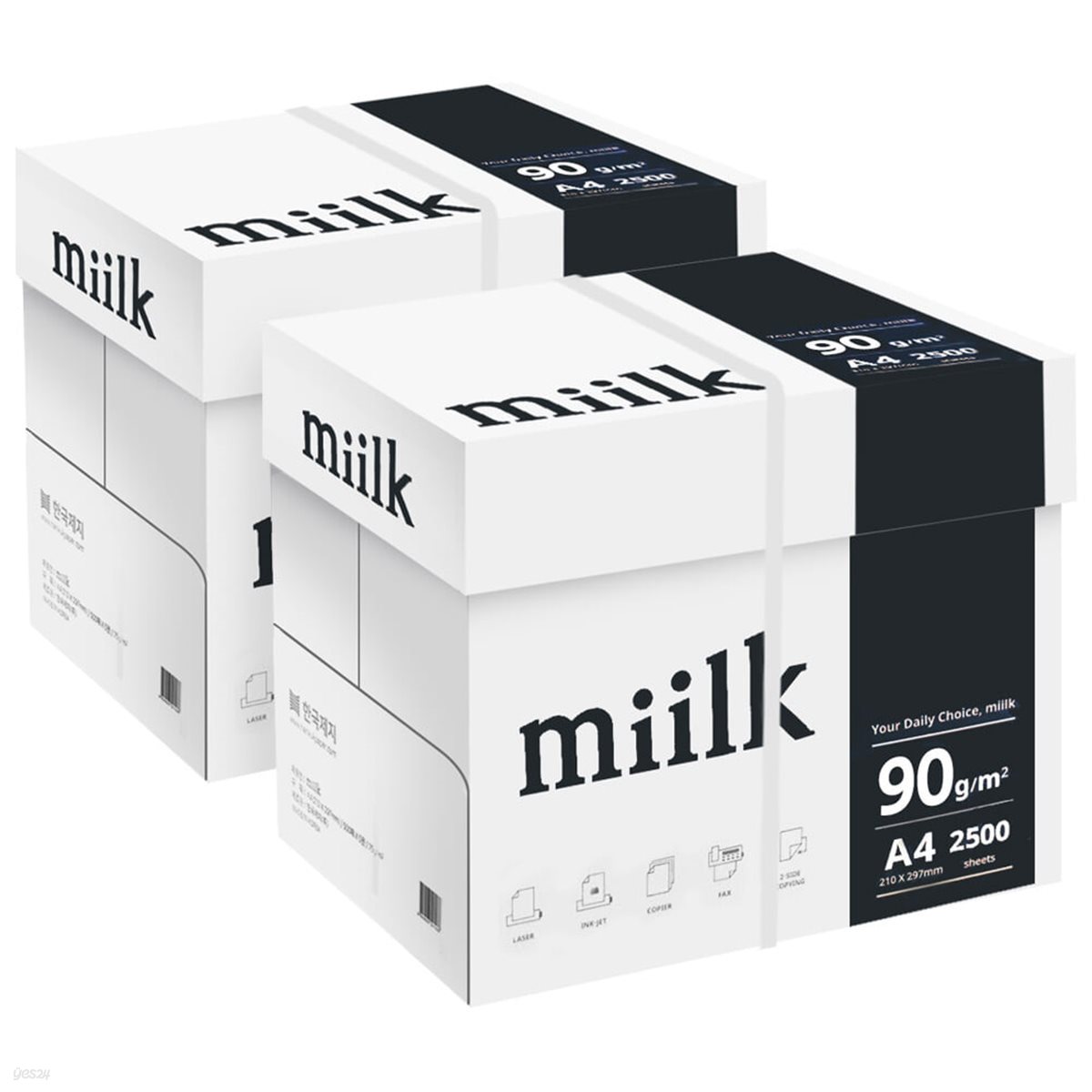 한국 밀크PT A4 복사용지(A4용지) 90g 2500매 2BOX
